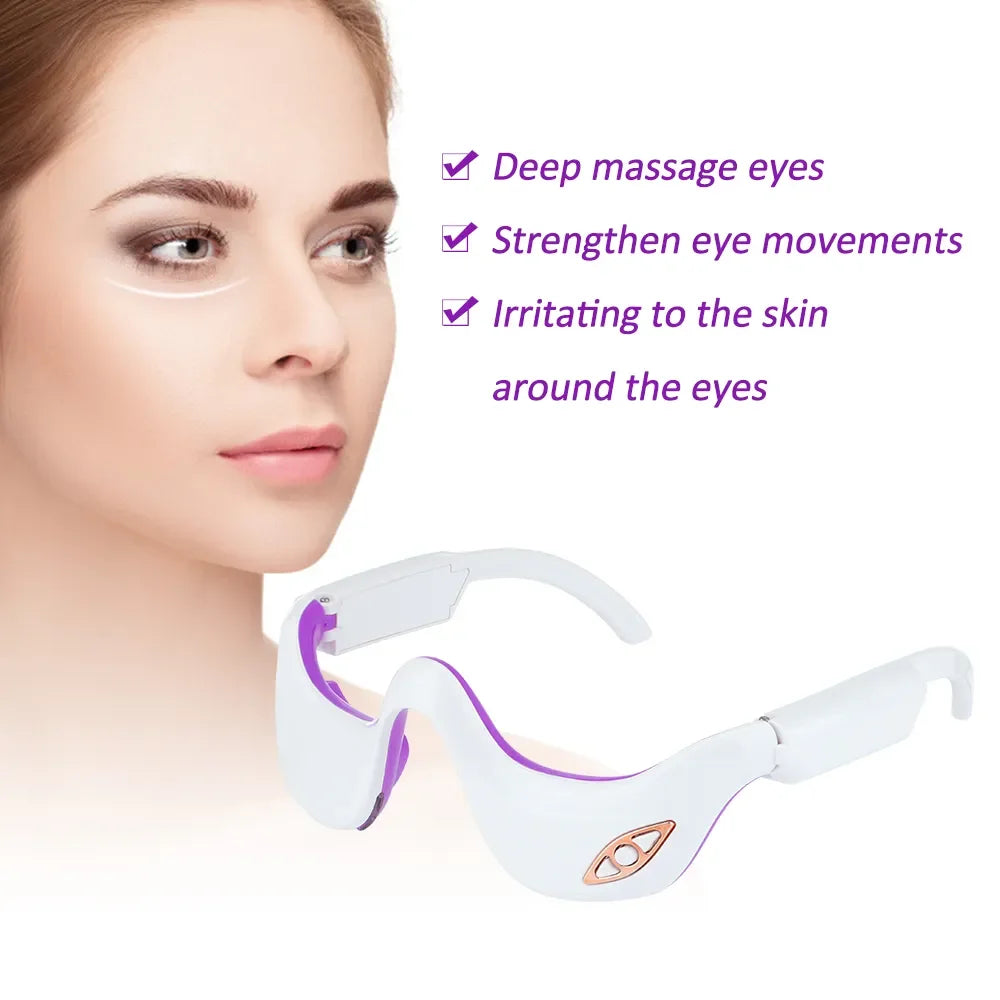 EMS Micro Current Pulse Eye Massager, Smart Vibration Infrared Heating Therapy under Eye Machine, Ems Microcurrent under Eye Massager for Relieves Eye Fatigue Fades Dark Circle anti Wrinkle