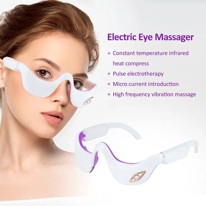 EMS Micro Current Pulse Eye Massager, Smart Vibration Infrared Heating Therapy under Eye Machine, Ems Microcurrent under Eye Massager for Relieves Eye Fatigue Fades Dark Circle anti Wrinkle