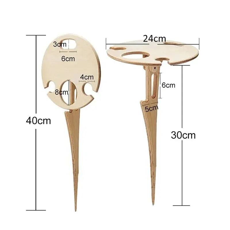 Outdoor Portable Wine Table Picnic Table Portable Folding Wine Glass Rack Wooden Table for Camping Travel