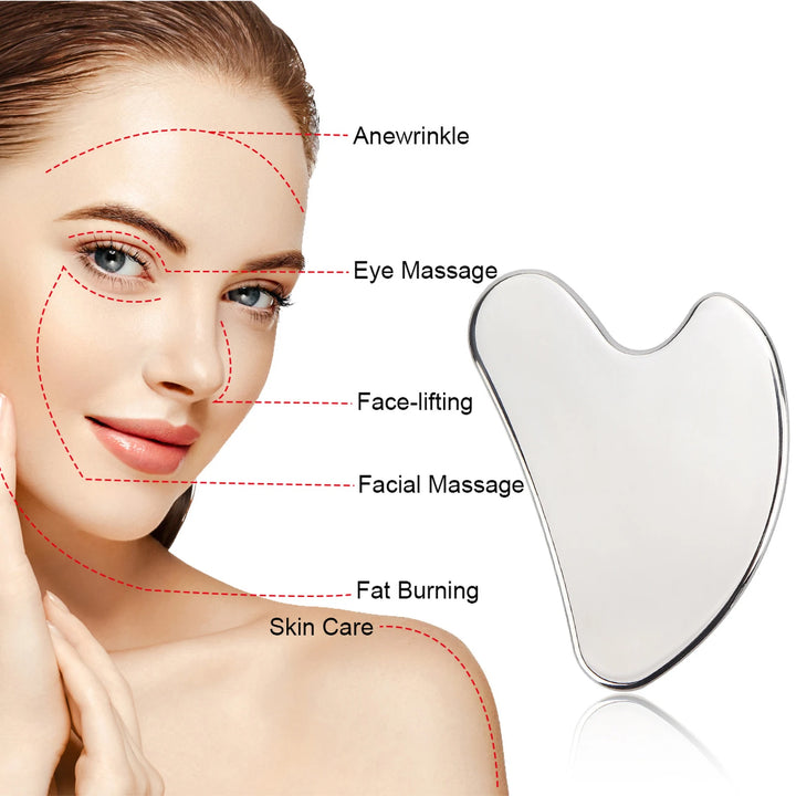 Stainless Steel Facial Roller Gua Sha Set