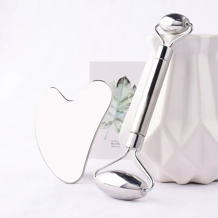 Stainless Steel Facial Roller Gua Sha Set