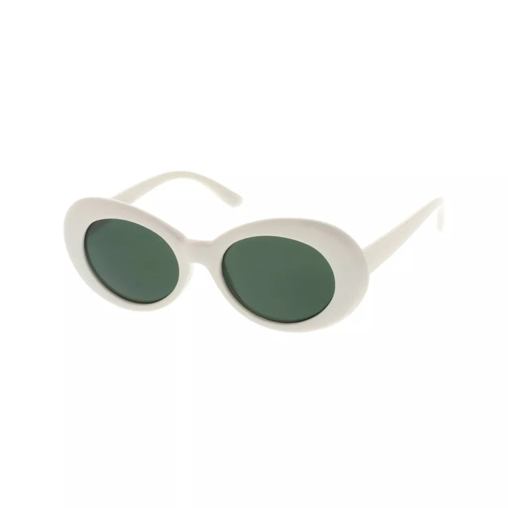 White & Green Women’s Retro Oval Sunglasses