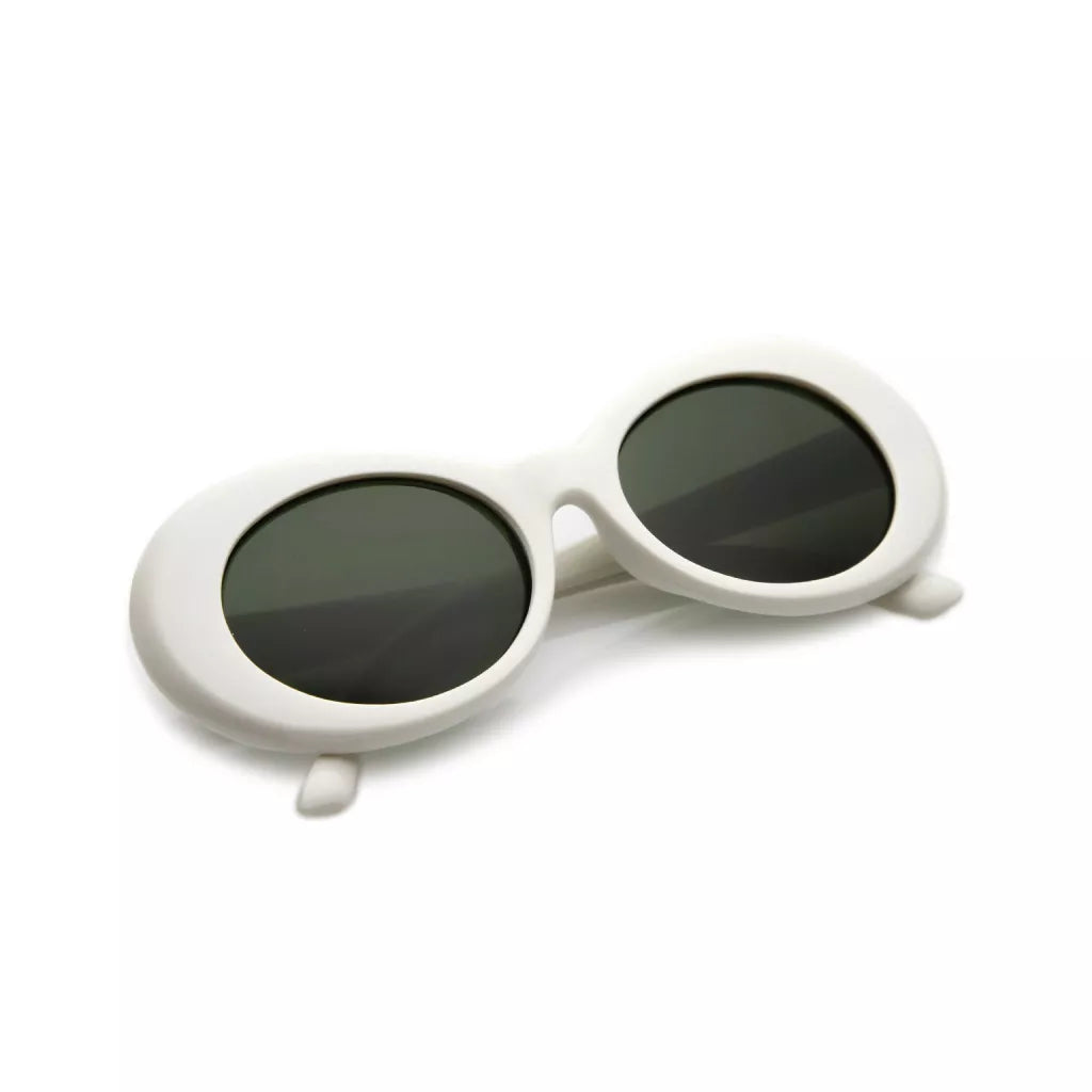 White & Green Women’s Retro Oval Sunglasses