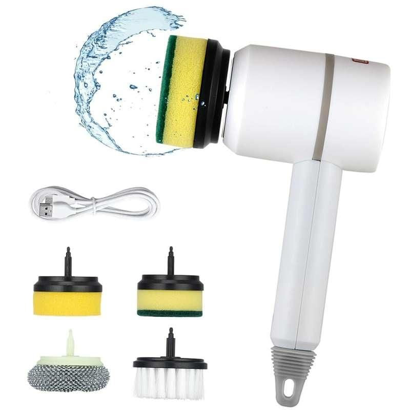 Versatile Electric Spin Scrubber Multi-Function Cleaning Tool with 4 Brush Heads