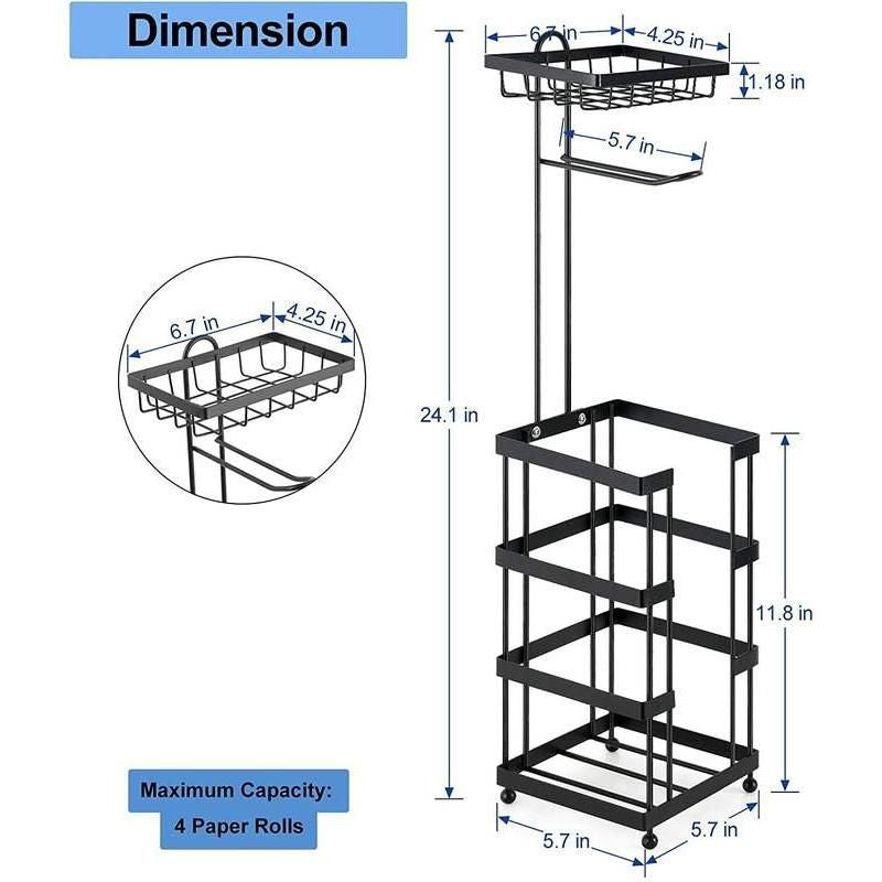 Multi-Purpose Bathroom Tissue Holder & Storage Stand