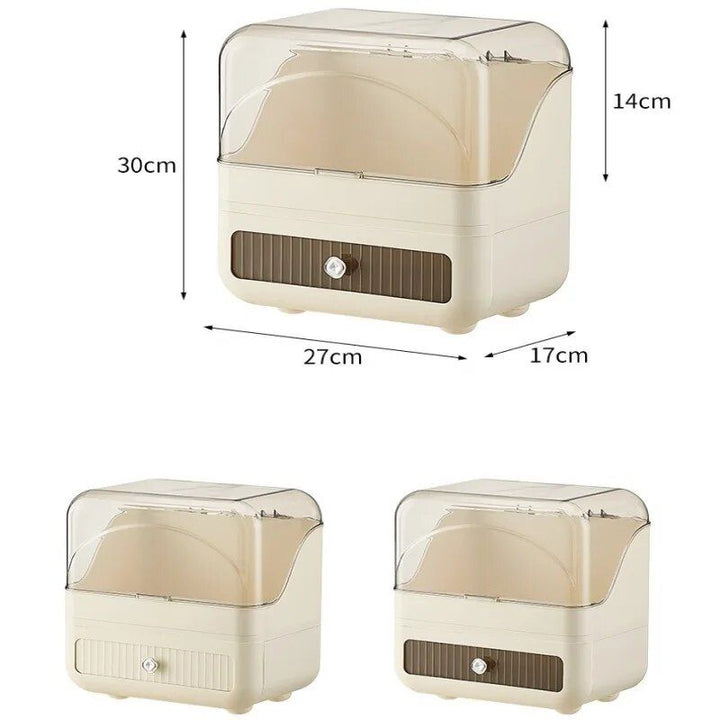 Luxurious Cosmetic and Jewelry Organizer with Drawer - Compact Skincare Storage for Home and Bathroom