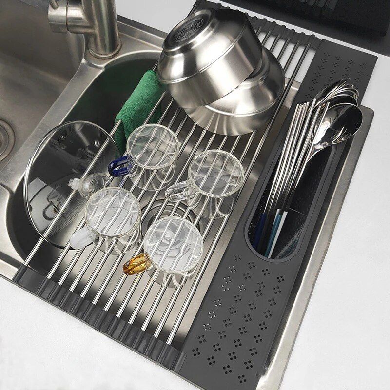 Multi-Use Adjustable Silicone Over Sink Drying Rack