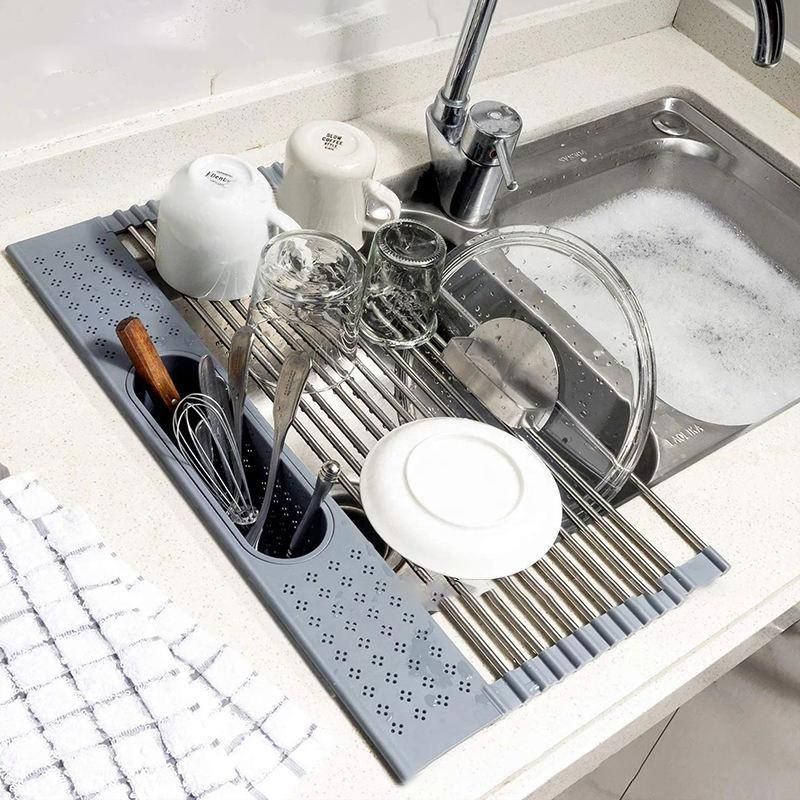 Multi-Use Adjustable Silicone Over Sink Drying Rack