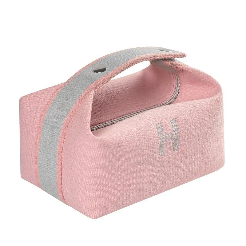 Chic Waterproof Canvas Makeup Organizer - Fashionable Cosmetic Travel Pouch