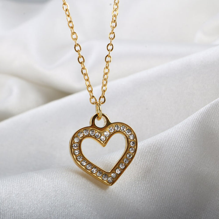 Fashion Love Heart Cubic Zirconia Pendant Necklace