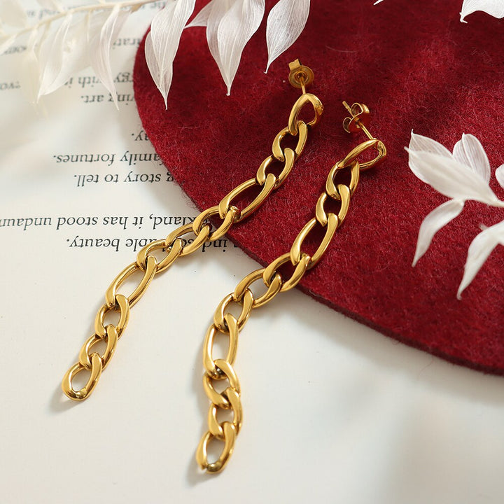 Fashion Minimalist Gold Plated Chain Drop Earrings