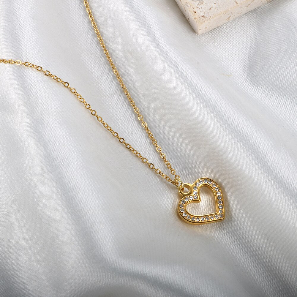 Fashion Love Heart Cubic Zirconia Pendant Necklace