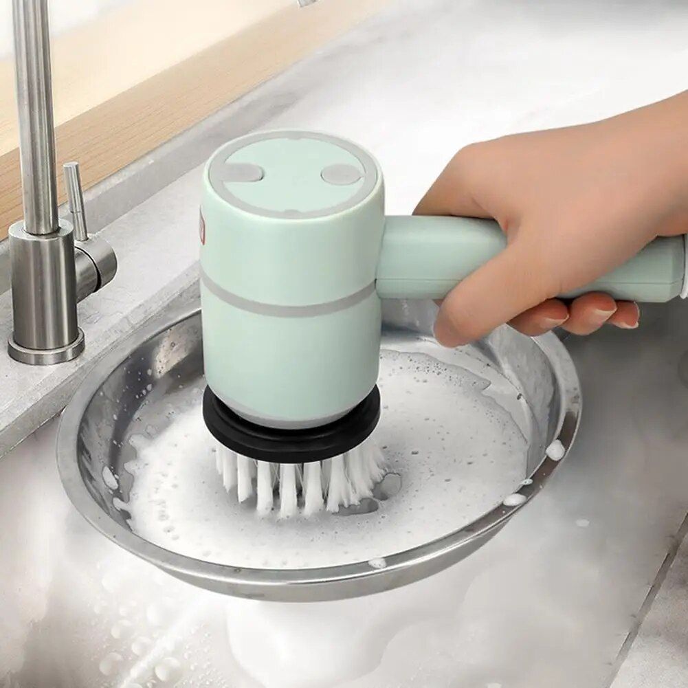 Versatile Electric Spin Scrubber Multi-Function Cleaning Tool with 4 Brush Heads