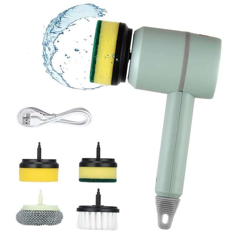 Versatile Electric Spin Scrubber Multi-Function Cleaning Tool with 4 Brush Heads